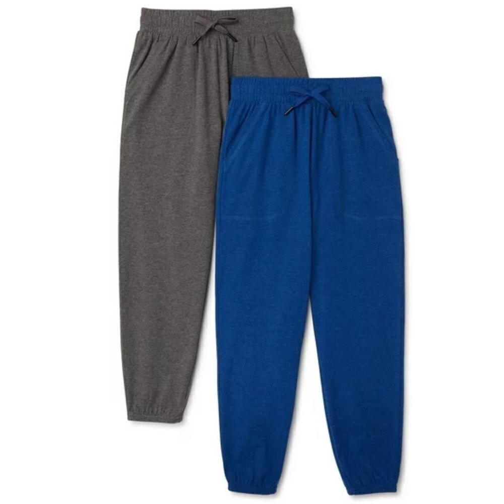 Athletic Works Boys Jogger Sweatpants 2 Pack XS 4-5 Grey Blue NWT